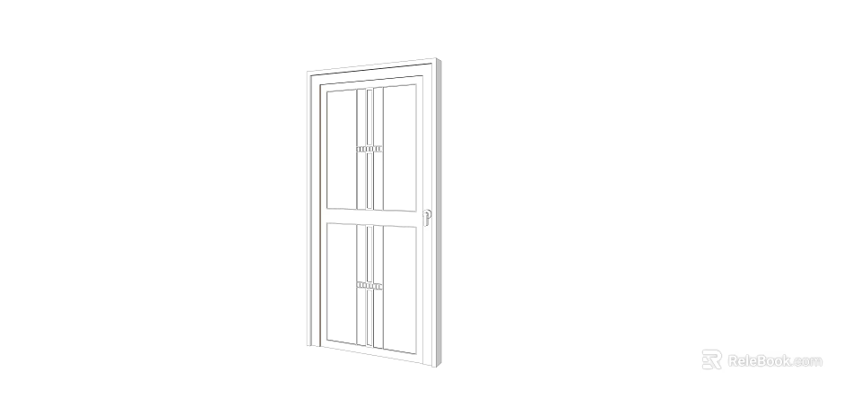 Modern White Swing Door With Glass Panels For Residential Interior Design 3d model 