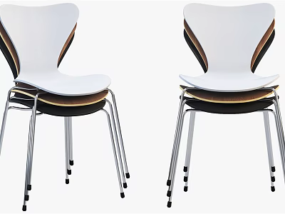Modern Leisure Chairs With White Seat Backrest Black Brown Accents And Silver Metal Legs 3d model