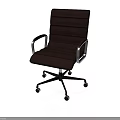 Brown Upholstered Office Chair With Metal Armrests And Five Wheel Base