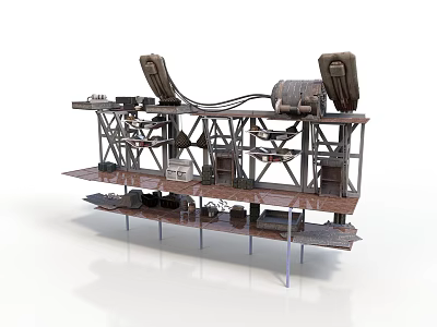 Industrial Mechanical Equipment With Metal Frame Structure And Multi Layer Shelving 3d model