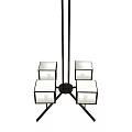 Modern Technology Exhibition Hall Chandelier With Square Glass Shades And Black Metal Structure