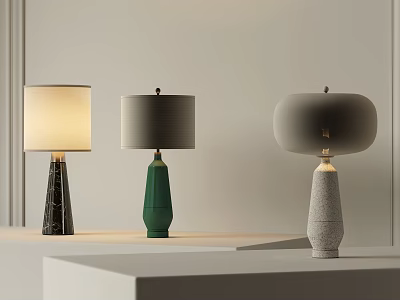 Modern Table Lamps With Diverse Base Designs And Fabric Shades For Home Interior Decor 3d model