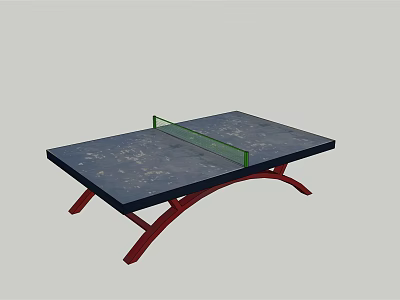 Professional Ping Pong Table Sports Equipment With Black Tabletop Green Net And Red Legs 3d model