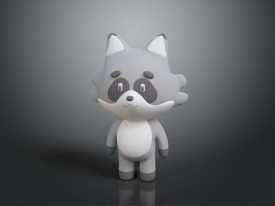 Cartoon Raccoon Character With Gray Body White Belly Cute 3D Rendered On Dark Background 3d model