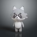 Cartoon Raccoon Character With Gray Body White Belly Cute 3D Rendered On Dark Background
