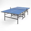 Professional Ping Pong Table With Blue Tabletop White Lines Black Frame Net And Wheels