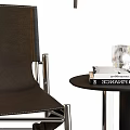 Modern Leather Leisure Chair With Metal Frame And Side Table Design