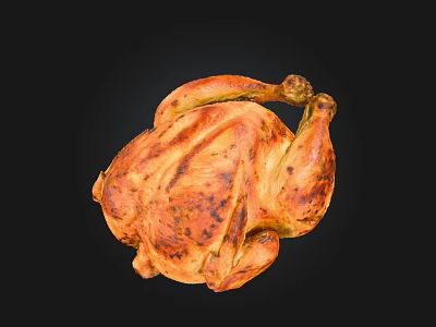 Golden Brown Roasted Chicken With Herb Seasoned Juicy Meat And Crispy Skin 3d model