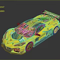 Yellow Corvette Race Car Featuring 21 Decal And Sports Rear Spoiler Design