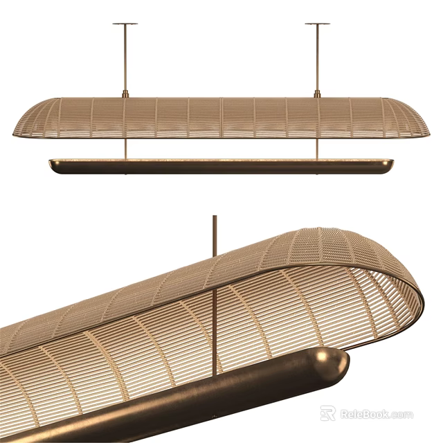 Elegant Modern Pendant Light With Fabric Shade And Metal Frame Design 3d model 