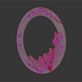 Oval Decorative Photo Frame With Intricate Green Floral Patterns And Gold Accents
