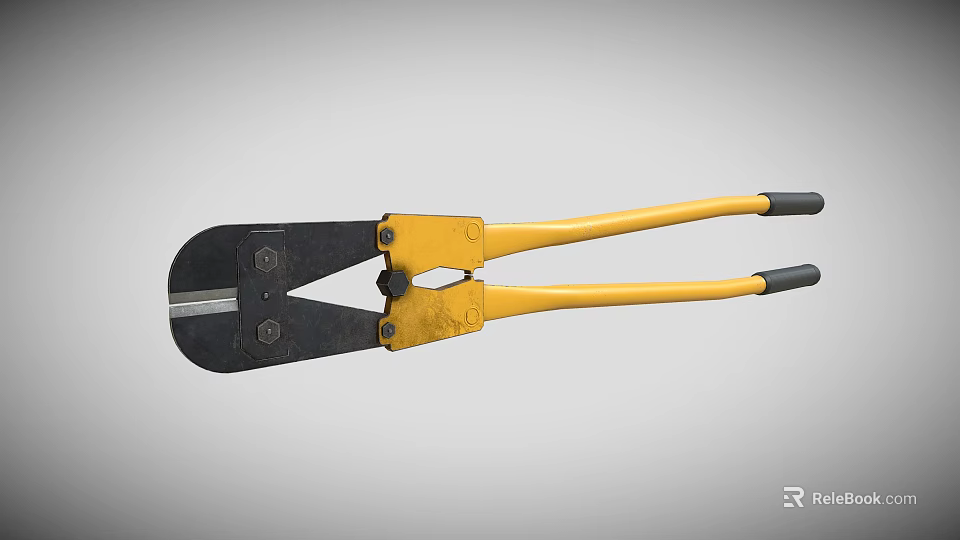 Durable Industrial Equipment Bolt Cutter With Black Jaws And Yellow Handles For Heavy Duty Use 3d model 