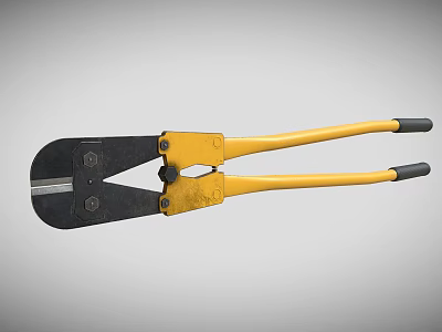 Durable Industrial Equipment Bolt Cutter With Black Jaws And Yellow Handles For Heavy Duty Use 3d model