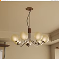 Modern Chandelier With Spherical Glass Globes And Metal Frame For Ceiling Decor