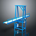 Blue Mechanical Conveyor Belt Device With Inclined Frame And Guardrails Structure