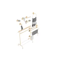 Modern Bathroom Washing Essentials With Golden Racks Gray Towels And Wall Mounted Holders