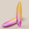 Colorful Gradient Surfboards Featuring Pink Yellow Hues And White Stripes For Sports Use