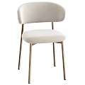 Modern Leisure Chair Design With Beige Fabric Upholstery And Metal Legs