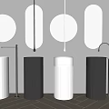 Modern wash basin wash basin combination vertical wash basin column type wash basin mirror faucet 3d model