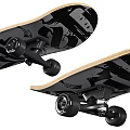 Stylish Skateboard Sports Equipment With Black White Graphic Design And Artistic Lettering