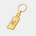 Golden Keychain Pendant With Engraved Chinese Character Yuan For Decorative Use