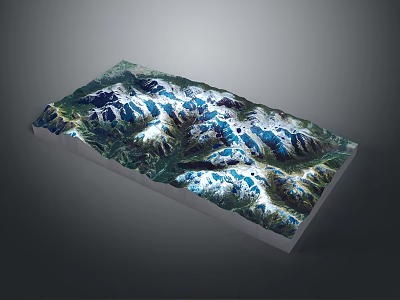 3D Garden Landscape Model Showcasing Mountain Ranges Vegetation and Water Bodies 3d model