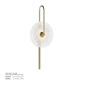 Modern Round Wall Lamp With Textured Glass Shade And Gold Metal Frame Design
