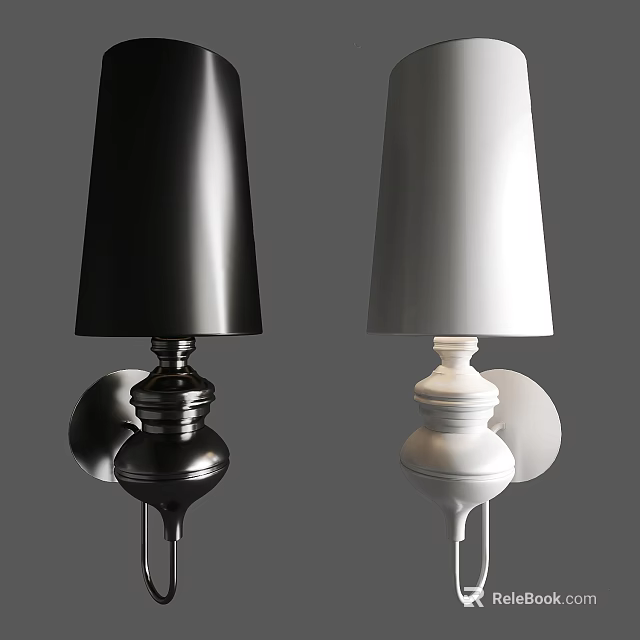 Modern Black And White Wall Lamps With Elegant Lampshades For Home Decor 3d model 