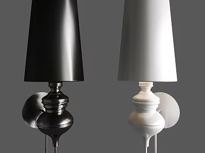 Modern Black And White Wall Lamps With Elegant Lampshades For Home Decor 3d model