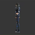 Futuristic Female Sci-Fi Characters And Alien Creature In Cyber Battle Suits Design