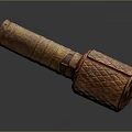 Antique Brown Cannon Weapon With Diamond Patterned Surface And Rustic Design