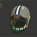 White Weapon Helmet With Blue Stripes And RIDGEMONT Brand Label Design