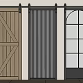 Stylish Modern Barn Doors With Wooden Frame Ribbed Glass And Arched Panels
