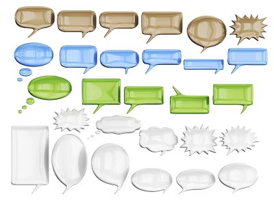 Colorful Speech Bubble Wall Decor With Assorted Shapes And Diverse Colors 3d model