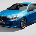 Blue BMW Sporty Hatchback With Aerodynamic Front Fascia And Stylish Alloy Wheels