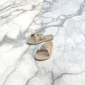 Beige PHILIP Cross Strap Slippers With Smooth Surface For Comfortable Casual Wear On Marble Floor