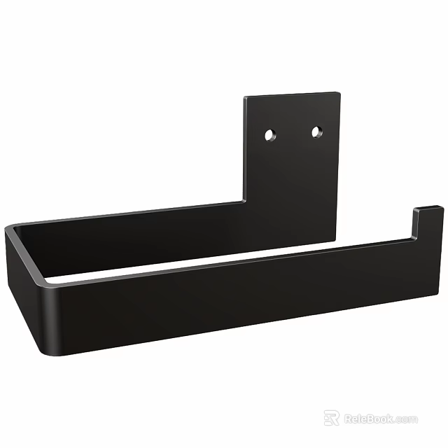 Black Wall Mounted Storage Shelf With Vertical Mounting Plate Horizontal Tray And Installation Holes 3d model 