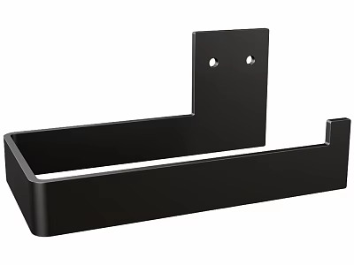 Black Wall Mounted Storage Shelf With Vertical Mounting Plate Horizontal Tray And Installation Holes 3d model