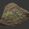 Natural Brown Rock With Green Spots And Rough Surface Texture