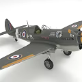 Vintage WWII Aircraft Model with Grey Fuselage Wing Insignia Propeller Open Cockpit Markings HFK 61