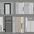 Modern Elevator Interior With Marble Panels Decorative Frames And Multiple Doors 3d model