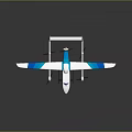 Modern Blue And White Aircraft With Streamlined Body Long Wings And Propellers