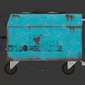 Blue Industrial Equipment With Wheels Control Panel Top Cable And Rusty Surface 3d model