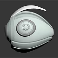White Spherical Mechanical Creature With Blue Glowing Eye Silver Button And Wing Like Structure