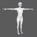 Woman in Pink T-shirt and Gray Shorts with Arms Outstretched Against Gray Background 3d model