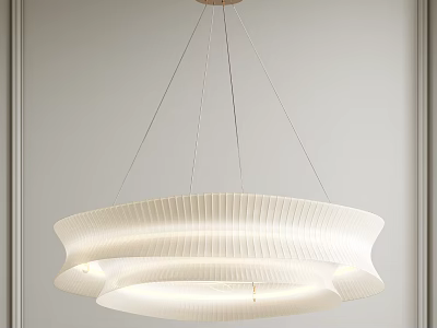Modern White Pendant Light With Layered Pleated Shade For Home Interior 3d model