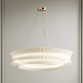 Modern White Pendant Light With Layered Pleated Shade For Home Interior