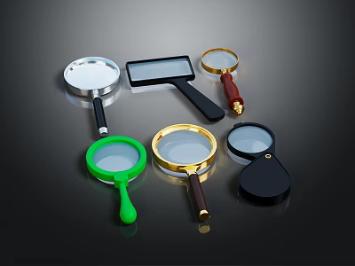 Various Colored Magnifying Glasses With Different Handle Designs For Daily Use 3d model