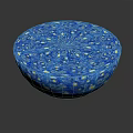 Blue Glass Bowl With White And Yellow Spots Spiral Design Circular Shape
