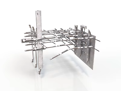 Industrial Metal Equipment Structure Featuring Grid Design And Support Bars 3d model